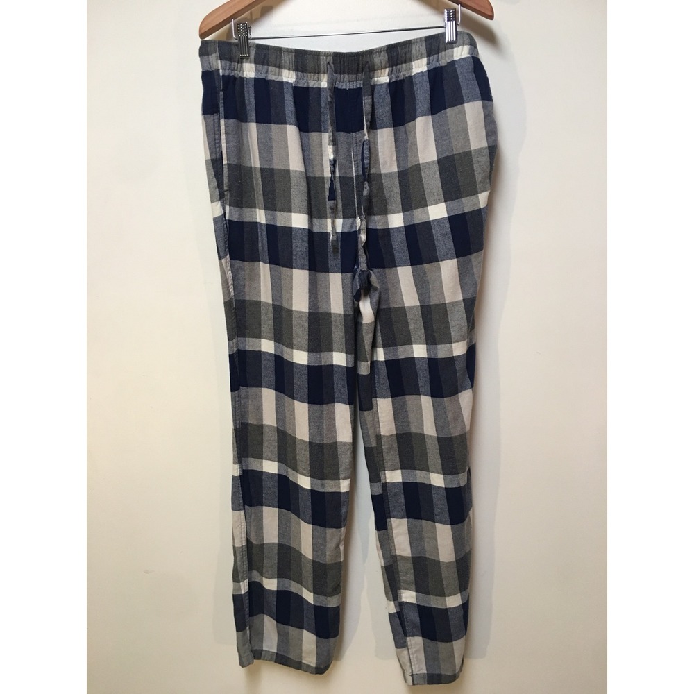 J.Crew Pajama Pants Mens Large Navy Grey White Buffalo Check Flannel